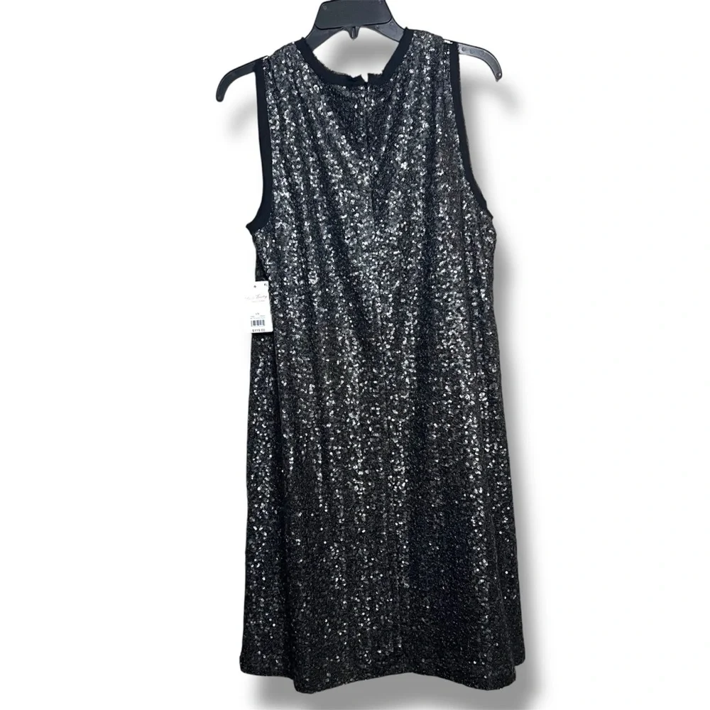 Lucky Brand women’s matte black sleeveless sequin shift mini dress size: Large - Picture 2 of 5